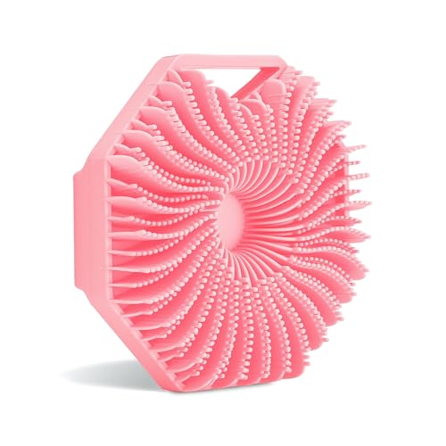 Sud Scrub® Antimicrobial Silicone Body Scrubber, Exfoliating Body Brush for Sensitive Skin, Antibacterial Shower Scrubber for Body, Bathroom Essentials for Men & Women, Pink - color: Pink