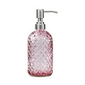 16 oz Soap Dispenser with 304 Rustproof Stainless Steel Pump, Kitchen, Bathroom Refillable Glass Liquid Soap Dispenser for Hand Soap, Soap, Lotion. (Pink) - color: Pink