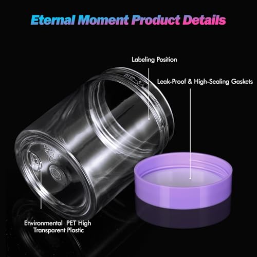 Eternal Moment 36 Pack 3 OZ Plastic Jars Round Clear Cosmetic Container Jars with Purple Lids, Perfect for Lotion, Slime，Cream, Ointments, Makeup, Eye Shadow, Samples, Pot, Travel Storage - color: Purple Lid, size: 3 Ounce