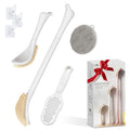 Foot Brush/Foot File/Silicone Body Scrubber Set(3PCS), 3-in-1 Foot Scrubber with Long Handle, 10.2’’-27.5’’Adjustable Foot Scrub Brush with Foot File and Silicone Loofah, Gift-Box(White Set) - color: White Kit03
