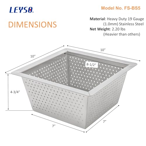Leyso Stainless Steel Floor Sink Top Hang Basket Strainer Sink Drain Cover 10” x 10” x 4-3/4” for Kitchen, Restaurant, Bar, Buffet (4-3/4"H SS x 4) - style: 4-3/4"H SS x 4