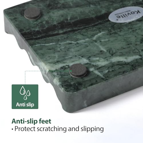 2PCS Koville Indian Natural Green Marble Soap Dish for Shower, Stone Soap Tray for Bathroom, Marble Bar Soap Holder for Sink, Stripe Grooves Soap Saver Sponge Holder - color: Verde Alpi