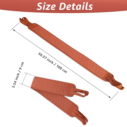 39.37 Inch Exfoliating Back Scrubber with Handles, Extended Exfoliating Back Scrubber for Shower, Soft Double-Sided Body Exfoliator for Deep Cleaning Your Skin for Men & Women, Brown
