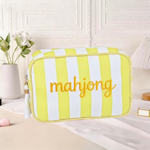 Personalized Makeup Bag with Embroidered Name Custom Cosmetic Bag Toiletry Bag Stripes Travel Organizer Bachelorette Party Bridal Wedding & Birthday Gift - color: Style-03