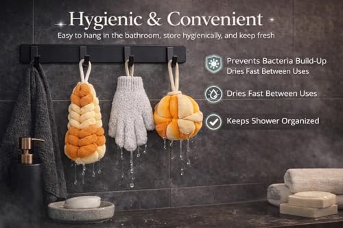 Ja'Kdrs Loofah and Exfoliating Glove Set, 2 Piece Bath Sponge Set (Orange & White) - color: Orange & White