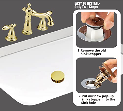 Artiwell Universal Bathroom Sink Drain Stopper, Fits Most Pop-Up Drains for Vessel Sink Lavatory Vanity, Sink Drain Strainer with Detachable Hair Catcher, Tested by Plumber in US (Polished Brass) - color: Polished Brass