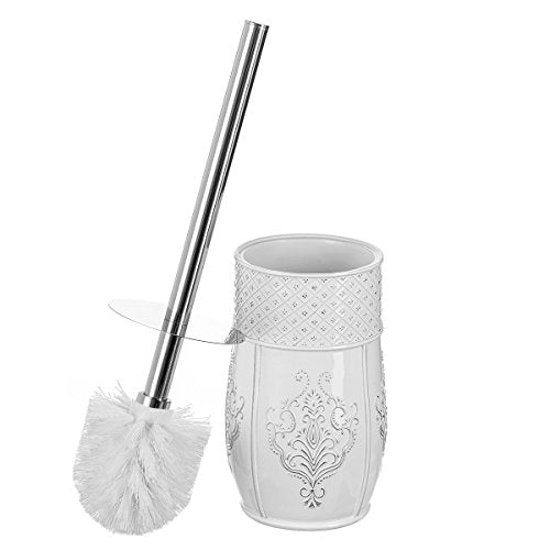 Creative Scents Vintage White Toilet Brush Set - Toilet Bowl Brush and Holder - Good Grip Toilet Bowl Cleaner Brush and Holder, Decorative Toilet Bowl Scrubber