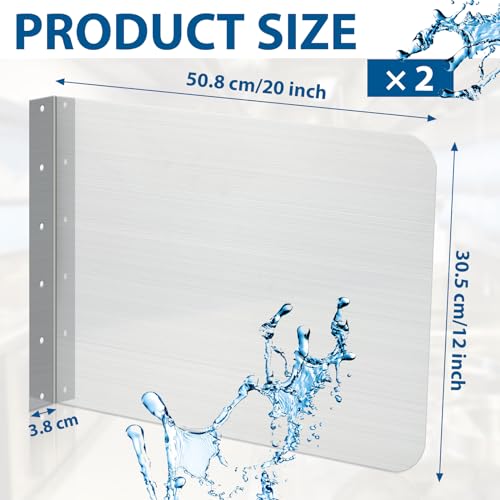 Therwen 2 Pcs Stainless Steel Side Splash Guard for Sink 20 x 12 Inch Wall Mount Guard with Screws Commercial Restaurant Hand Sink and Compartment Prep Sink Kitchen Sink Splash Protector Supply - size: 20 x 12 Inch