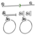 6-Piece Towel Bar Set Brushed Nickel Bathroom Hardware Accessories Set Includes 23.6in Towel Bar 2 Round Towel Ring Stainless Steel Wall-Mounted - color: 6pcs Brushed