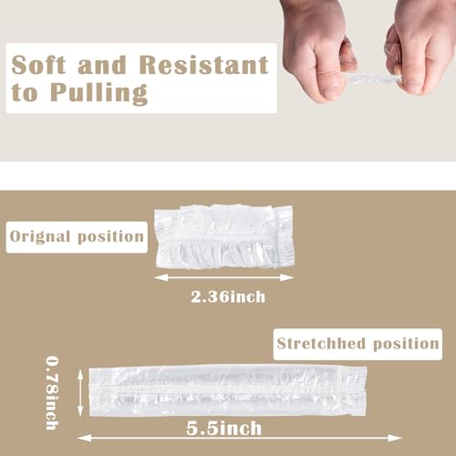 200 Pack Disposable Waterproof Ear Covers for Shower & Hair Dye – Clear Plastic Ear Caps with Soft Elastic, One Size for Adults, with Drawstring Storage Pouch for Neat, Travel-Ready Carry