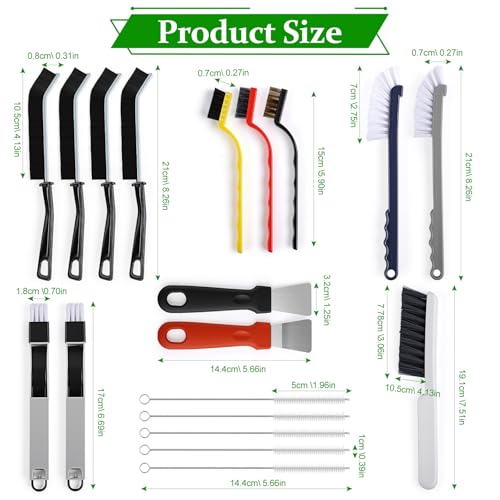 19Pcs Crevice Cleaning Brush Set, Hard Bristle Gap Scrub Tools for for Sliding Door,Sill,Tile Lines, Corner, Sink, Shutter, Car Vents, Keyboard