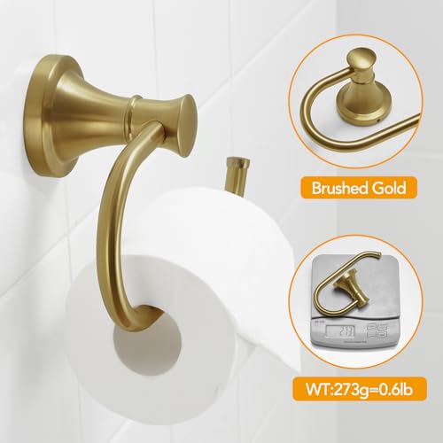 BESy Brushed Gold Toilet Tissue Paper Holder Brushed Gold Bathroom Accessories Toilet roll Paper Hanger, Wall Mounted, Rustproof - color: Brushed Gold