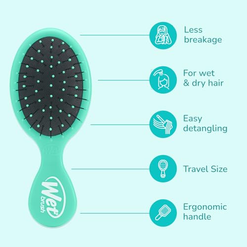 Wet Brush Squirt Detangling Brush, Amazon Exclusive Aqua, Mini Detangler, No Tangle Ultra-Soft IntelliFlex Bristles, Wet & Dry Styling Hairbrush for Women & Men, All Hair Types - color: Amazon Aqua, size: 1 Count (Pack of 1)