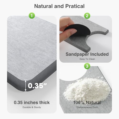 15.8" x 4" Stone Faucet Mat for Kitchen Sink, Quick Drying Diatomite Sink Tray, Faucet Sink Splash Guard for Prevents Moisture Buildup (Light Gray) - color: Light Gray, size: 15.8" x 4"