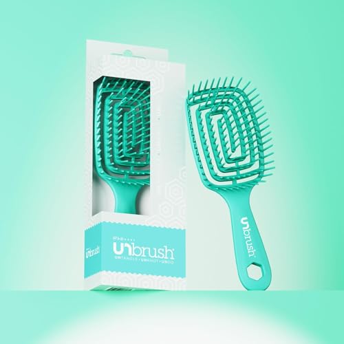 FHI Heat UNbrush Flex Detangling Brush — Ultra-Flexible, Pain-Free Hair Brush Detangler with DuoFlex Anti-Static Bristles for Removing Tangles, Massaging Scalp & Faster Styling - color: Teal