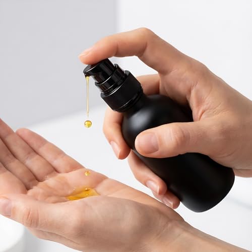 12Pack 2oz Black Glass Pump Bottles, 60ml with Black Pump, Empty Refillable Travel Small Container For Lotion Cream Essentil Oil Shampoo (60mlpumpBLK) - size: 2oz Black Glass
