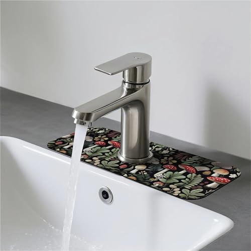 Faucet Fast Absorbent Pad - Beautiful Mushroom Plants Drying Pad, Suitable For Kitchen, Bathroom, Island And Other Scenes - color: Beautiful mushroom plants