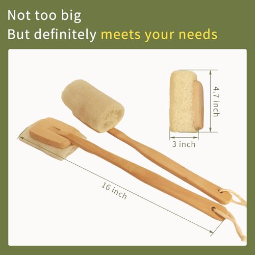 Natural Loofah with Handle,Back Scrubber for Shower Exfoliating Luffa On a Stick (1Pack) (Brush) - color: Brush