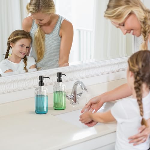 AmazerBath Glass Soap Dispenser, 2-Pack Clear Glass Soap Dispenser with Pump Bronze Rustproof, 17 Oz Bathroom Hand Soap Dispenser Bottle for Liquid Lotion, Kitchen Dish Soap Dispenser - color: Oil-rubbed Bronze