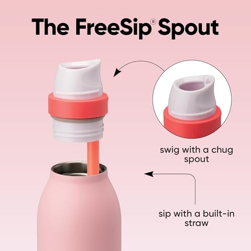 Owala FreeSip Twist Insulated Stainless Steel Water Bottle with Straw for Sports and Travel, BPA-Free, 24-oz, Angel Food Cake - color: Angel Food Cake, size: 24 Ounces