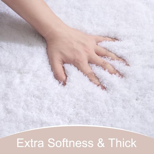AROGAN Luxury Long Bathroom Runner Rug, 20x30 Inch Thick Soft and Absorbent Microfiber Non Slip Bath Mat, Rubber Backing Quick Dry Rugs Carpets, Machine Washable Plush Mats for Shower Floor, White - color: White, size: 1'8" x 2'6" (20" x 30")