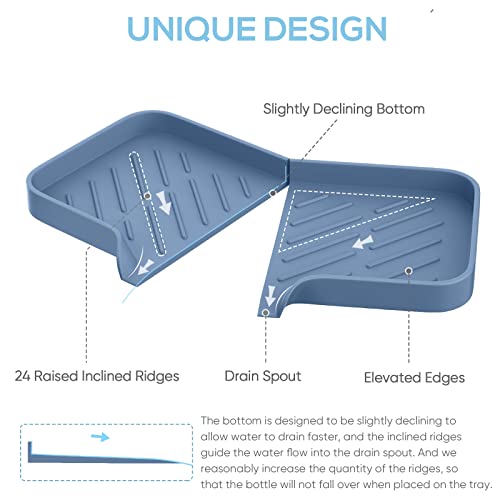 Silicone Sink Tray, Self-Draining Kitchen Soap Tray, Premium Silicone Soap Holder for Bathroom, Kitchen Counter Sink Caddy Organizer - color: Trcb
