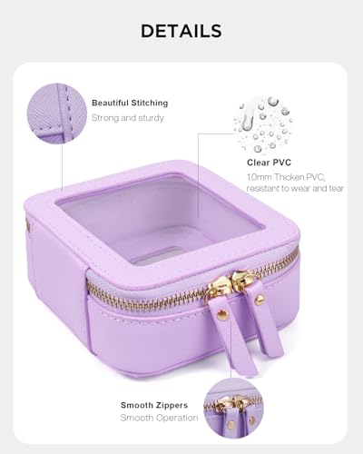 LETGO Clear Makeup Bags, TSA Approved Toiletry Bag with Zipper, Mini Clear Makeup Organizer Fit Carry-on Travel Essentials,Clear Cosmetic Bags for Women Men (0-Mini-Purple) - color: 0-Mini-Purple