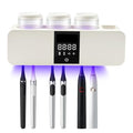LXIANGN 3 in 1 Toothbrush Cleaner Holders for Bathrooms,Wall Mounted Toothbrush Holders with Drying and Cleaning,Smart LED Screen,6 Toothbrush Slots,3 Cups and Toothpaste Dispenser (White) - color: White