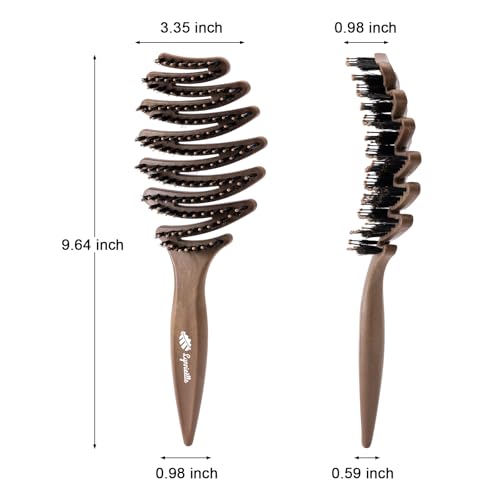 Boar Bristle Hair Brush for Fine Hair - Ultimate Smoothing Vented Detangler Wet Brush for Women, Gentle Scalp Massage, A Great Gift - color: Beige