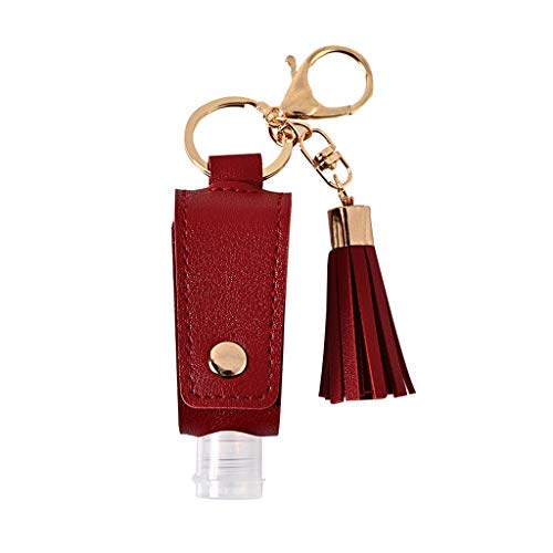 Empty Travel Bottle Keychain Hand Bottle Holder 30ml Squeeze Bottle Refillable Containers for Toiletry Shampoo Wine Red - color: Wine Red