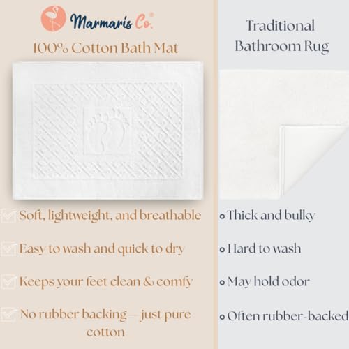 100% Turkish Cotton Bathroom Floor Towel, 4 Pack, Soft Bath Mat Towel, Quick-Drying, Machine Washable, Absorbent, Hotel & Spa Quality, 20x27.5 (4, White) - color: White, size: 4Pack