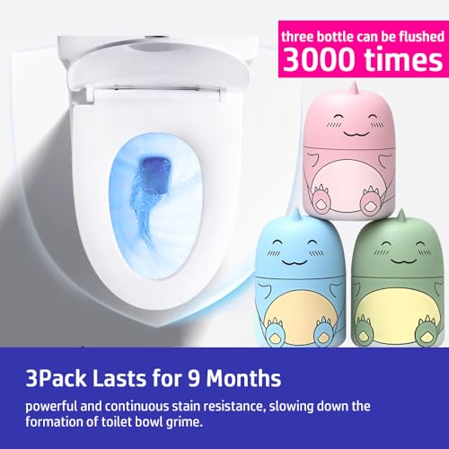Cute Dinosaur-Shaped Toilet Bowl Cleaner Bottle, Bathroom Toilet Tank Cleaner with Ocean, Jasmine, and Peach Scent,Three bottles can be used for 9 months (Ocean&Peach&Jasmine)