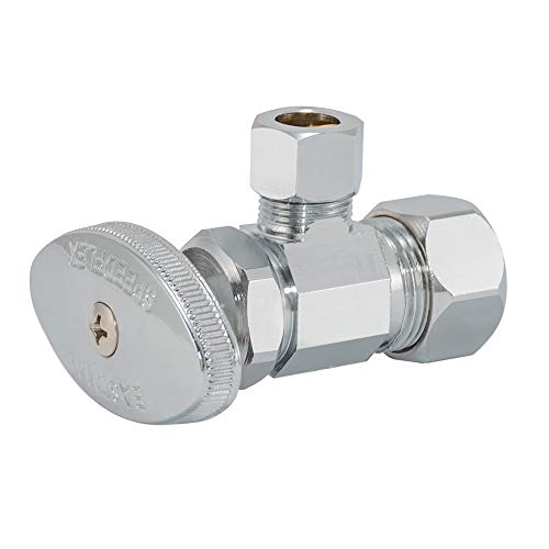 Eastman 3/8 Inch OD Compression x 5/8 Inch OD Compression Multi-Turn Angle Stop Valve, Brass Plumbing Fitting, Chrome, 04348LF - size: 3/8 in. OD x 5/8 in. OD