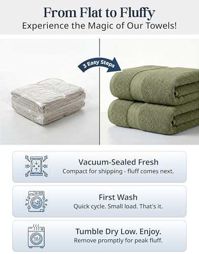LANE LINEN Luxury Cotton Bath Towel Pack of 16 - Softer, Highly Absorbent & Durable - 4 Bath, 8 Wash cloths, 4 Hand Towels for Bathroom - Premium Look, Spa Quality, Solid Dyed Towels - Oil Green - color: 15: Oil Green