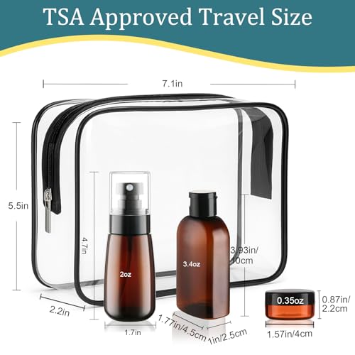 Cosywell Travel Bottles for Toiletries 9PCS Plastic Squeeze Bottles TSA Approved Travel Size Containers Leakproof Plastic Cream Jars Refillable Cream Lotion Travel Essential Toiletries - color: E-Brown