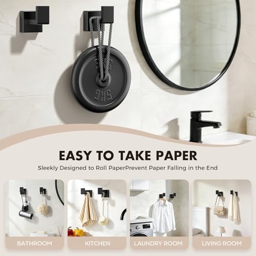 Bathroom Accessories Towel Bar Set: 20 Pieces Matte Black Bathroom Hardware Square SUS304 Stainless Steel - Wall Mounted Towel Rack&Toilet Paper Holder&Towel Ring and Towel Hook - color: Matte Black, size: 16inch 20 Pieces