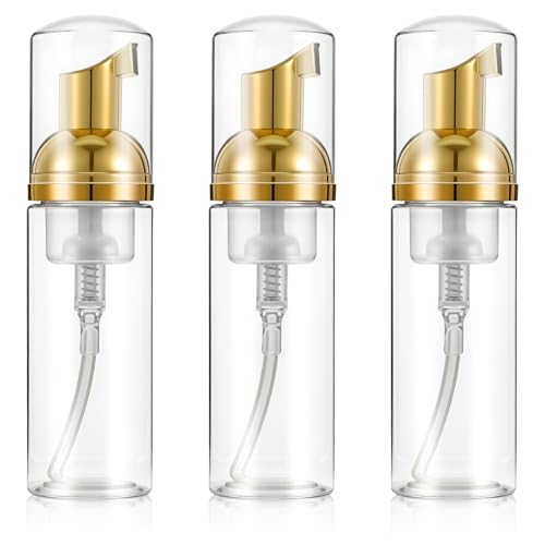 3Pcs Foam Pump Bottle, Portable Travel Size Pump Bottle, 60ml / 2 oz Empty Refillable Plastic Mousse Foam Soap Dispenser Pumps for Hand Soap, Shampoo, Lash Cleanser Skin Care