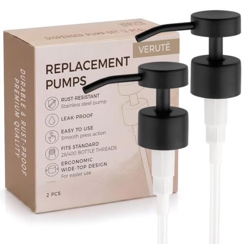 Soap Dispenser Pump | Stainless Steel Replacement | Durable, Rustproof | for Glass & Plastic Bottles with 28mm 28/400 Thread - 2 Pack (Black) - color: Black