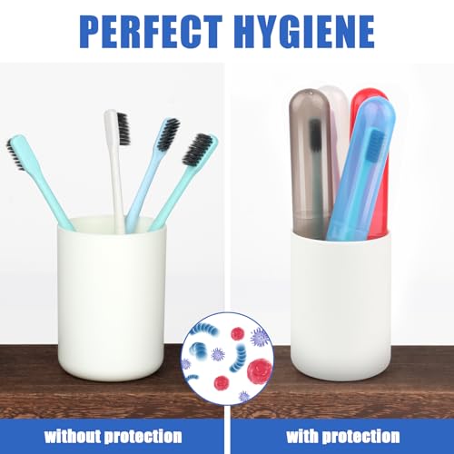 6 Pack Travel Toothbrush Case Breathable Portable Toothbrush Holder Plastic Toothbrush Cover Container for Couples Valentine Gifts, Traveling, Bathroom, School, Home, Business, Camping - color: Red+Blue+Green+Grey+Lucency(2)