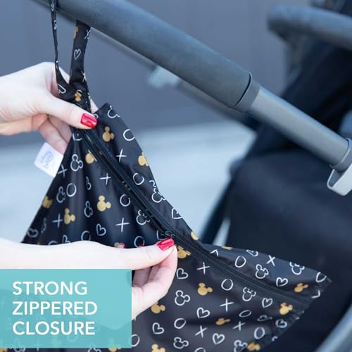 Bumkins Disney Waterproof Wet Bag for Baby, Travel, Swim Suit, Cloth Diapers, Pump Parts, Pool, Beach, Gym Clothes, Toiletry, Hook to Stroller, Daycare, Zip Reusable Wetdry Packing, Minnie Mouse Icon - color: B4 Minnie Mouse Icon, style: Wet Bag