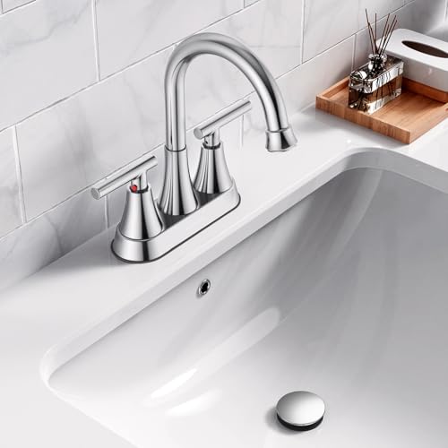 Bathroom Sink Drain with Overflow with Hair Catcher Anti-Clog Sink Strainer | Hurran Bathroom Sink Stopper for 1.65-1.9" Hole, Rapid Draining Plastic Pop-up Drain for Bathroom Vanity Vessel Sink, Chrome - color: Chrome