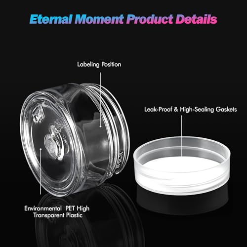 Eternal Moment 36 Pack 1 OZ Plastic Jars Round Clear Cosmetic Container Jars with Clear Lids, Perfect for Lotion, Slime，Cream, Ointments, Makeup, Eye Shadow, Samples, Pot, Travel Storage - color: Clear Lid, size: 1 Ounce