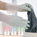 3 Pairs of Silicone Cleaning Gloves – Waterproof, Durable, and Flexible for Dishwashing and Household Cleaning - color: 1 Pair Pink+1 Pair Blue+1 Pair Green, size: Large