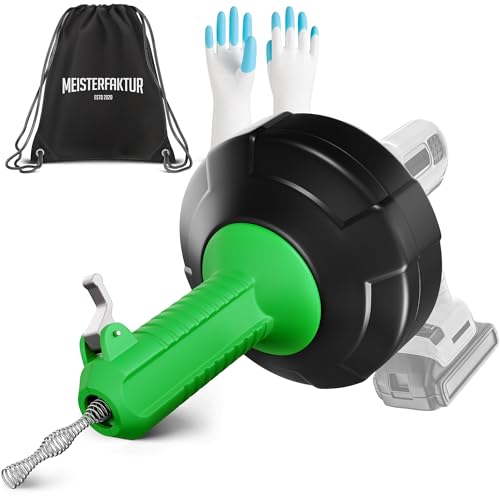 MEISTERFAKTUR drain snake [25 FT] - Auto Feed - Ideal plumbing snake for sink and drain unblocking - Solid drain auger for real DYIs! - color: 25 Ft