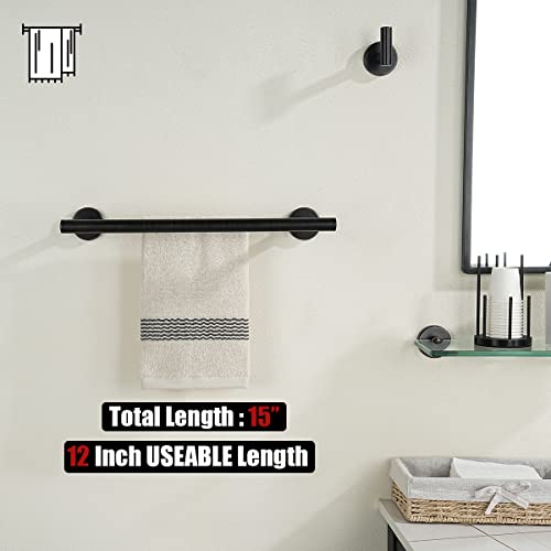 JQK Double Towel Bar Oil Rubbed Bronze, 15 Inch 304 Stainless Steel Thicken 0.8mm Towel Rack Holder for Bathroom Washcloths and Hand Towels, ORB Wall Mount, Useable Length 12 Inch, TB100L12-ORB - color: Oil Rubbed Bronze, size: 15 Inch