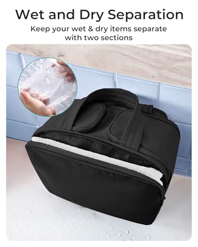 BAGSMART Travel Toiletry Bag, Crush Toiletry Bag for Women, Wide-open Puffy Toiletry Bags for Traveling, Large Travel Cosmetic Makeup Bag Organizer for Accessories,Toiletrie (Cherry Red) - color: Cherry Red