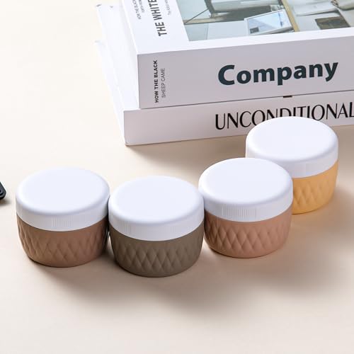 Kuangre Travel Containers for Toiletries, Silicone Cream Jars BPA-Free, TSA Approved 3oz Travel Size Containers, Leak-proof Silicone Jars with Lid for Cosmetic Face Hand Body Cream (4 Pack) - color: Apricot, size: 3 Ounces