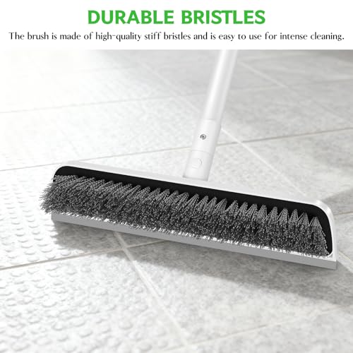 SetSail Floor Scrub Brush, Scrub Brush with Long Adjustable Handle 2 in 1 Scraper Brush Stiff Bristle Floor Scrubber for Cleaning Bathroom Shower Kitchen Garage Deck Tile Tub, Pure White - color: Pure White, size: 10in