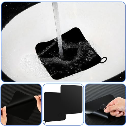Yinkin 6 Pcs Drain Covers to Keep Bugs Out Silicone Shower Floor Tub Stoppers Bathtub Drain Stoppers Sewer Anti-Odor Mats Deodorizing Plugs for Bathroom(6 x 6 Inch,Square,Black) - color: Black, size: 6 x 6 Inch, style: Square