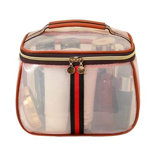 New Retro Vintage Vanity Bag - Clear Makeup Organizer with Handle, Waterproof Transparent Toiletry Bag, Large Capacity Makeup Storage - Case for Women for Travel & Home (White) - color: White